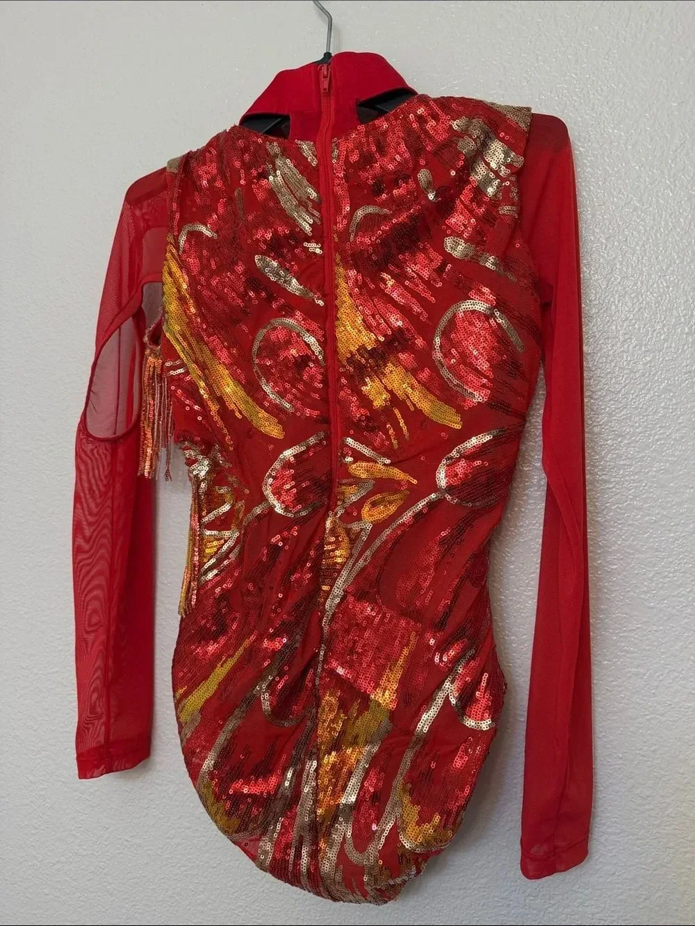 Tenth House fire solo Dance costume red jazz fringe edgy IMPULSE TH24167 SA adul